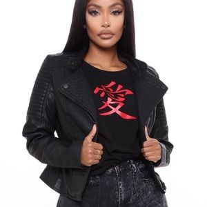Faux leather moto jacket